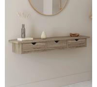 IDMARKET Etagère murale console d'entrée LISE 3 tiroirs façon hêtre