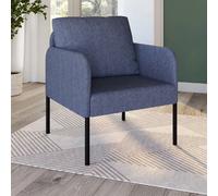 IDMarket Fauteuil AUGUSTE – tissu bleu, pieds métal noir