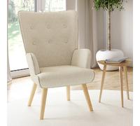 IDMarket – Fauteuil scandinave Ivar en tissu beige