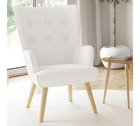 IDMarket - Fauteuil scandinave Ivar en tissu bouclette blanc