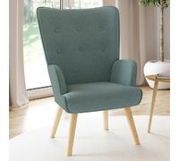 IDMarket Fauteuil scandinave IVAR en tissu vert eucalyptus