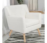 IDMarket Fauteuil scandinave LIV en tissu bouclette blanc