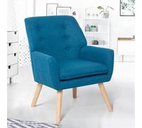 IDMARKET Fauteuil scandinave NAT en tissu bleu canard