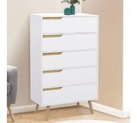 IDMarket Chiffonnier Helsinki 5 tiroirs 60 cm scandinave Blanc