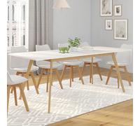 IDMarket - Ensemble Table à Manger Extensible Inga 160-200 cm et 6 chaises SARA Blanches Design scandinave