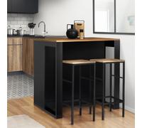 IDMarket – Table de bar îlot Juno – Bois noir et plateau foncé Hawkins – Beige G