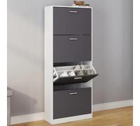 IDMARKET Meuble à chaussures 24 paires KLARK blanc 4 portes gris clair