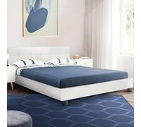 IDMarket Lit double CHARLOTTE – tête de lit et sommier 140 x 190 cm – PVC blanc