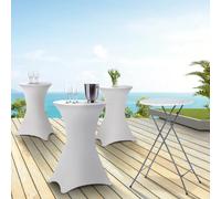 IDMarket - Lot de 4 Tables Hautes Pliantes 105 cm et 4 Housses Blanches