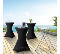 IDMarket - Lot de 4 Tables Hautes Pliantes 105 cm et 4 Housses Noires
