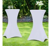 MARKET Lot de 2 Housses Blanches Table Haute 105 CM