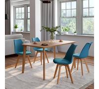 IDMarket Chaises SARA Bleu canard pour salle à manger – Lot de 4