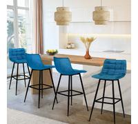 IDMarket - Lot de 4 tabourets de bar Mady - velours bleu
