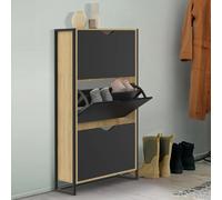 IDMarket Meuble à chaussures Boston – 18 paires, 3 portes noires, design industriel