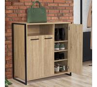 IDMarket – Armoire à chaussures LUIS – 18 paires, 3 portes avec niche – Design industriel