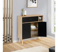 IDMarket Meuble de rangement EMMIE scandinave bois et noir avec placard et tiroir