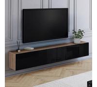 IDMarket - Meuble TV 180 cm Suspendu Elio 2 Portes Bois et Noir