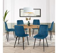IDMarket Lot de 6 chaises de salle à manger MILA en velours bleu
