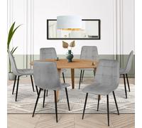 IDMarket - Lot de 6 chaises Mila en Velours Gris Clair pour Salle à Manger