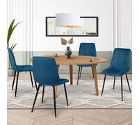 Lot de 4 chaises MILA en velours bleu pour salle à manger