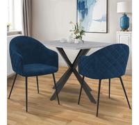IDMARKET Lot de 2 chaises de salle à manger MOLY en velours bleu
