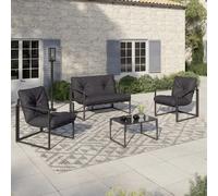 IDMarket - Salon de Jardin Bas Nairobi 4 Places en Acier Gris Anthracite