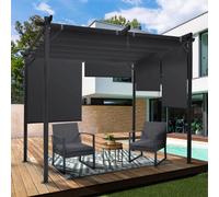 IDMarket – Pergola édition spéciale toit rétractable 3x3 m, 4 stores gris anthracite