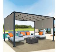 IDMARKET Pergola coulissante 2 pans 3x4 M belvédère de jardin toile taupe