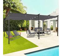 IDMarket Pergola à toit rétractable 3 x 6 m tonnelle Gris anthracite