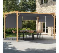 IDMarket - Pergola édition Exclusive Effet Bois Toit rétractable 3x4 M et 4 Stores Gris Anthracite