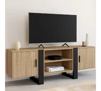 ID MARKET meuble tv PHOENIX 2 portes 140 cm bois clair à poser