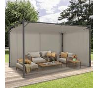 IDMarket - Lot de 2 Rideaux pour pergola Taupe 3 et 4 M Panneaux muraux avec Fermeture éclair