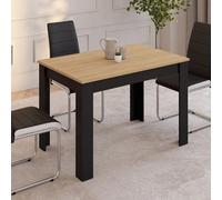 IDMarket – Table à manger ROZY rectangulaire 6 personnes noir plateau façon hêtre 110 cm