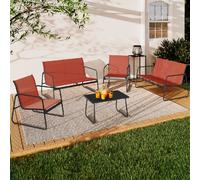 IDMarket - Salon de Jardin Bas Malaga 6 Places avec 2 canapés, fauteuils et Table Terracotta