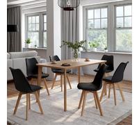 IDMarket – Lot de 6 chaises SARA scandinaves pour salle à manger – Noires