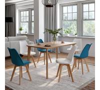 IDMarket – Lot de 6 chaises scandinaves SARA – Mix Color Bleu Canard x3 / Blanc x3