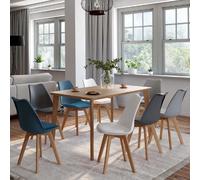 IDMarket - Lot de 8 chaises scandinaves SARA Mix Color Blanc x2, Gris Clair x2, Gris foncé x2, Bleu Canard x2
