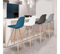 Lot De 4 Tabourets De Bar Sara Gris Foncé Gris Clair Blanc Et Bleu Canard