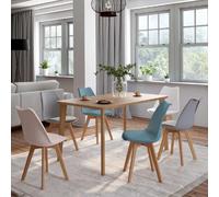 IDMARKET Lot de 6 chaises de salle à manger SARA scandinaves pastel rose, blanc, gris clair x2, bleu x2