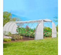 IDMarket – Serre tunnel de jardin 4 saisons 24 m² 8x3 m Blanche – Gamme maraîchère des Andes
