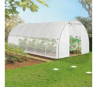 IDMarket - Serre Tunnel de Jardin 18M² Blanche relevable avec moustiquaire