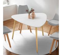 IDMARKET Table à manger GAIA 4 personnes plateau blanc pieds bois 110 cm