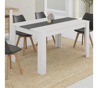 IDMarket Table à manger GEORGIA rectangulaire fixe MDF 140 cm 6 personnes blanc et gris