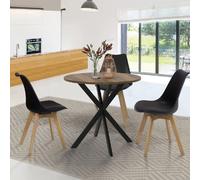 IDMarket Table à manger ronde ALIX HAWKINS 2-4 personnes pied araignée bois foncé et noir 80 cm