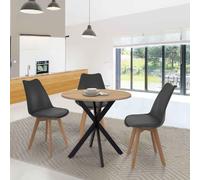 IDMarket - Table à Manger Ronde Alix 4 Personnes Pied araignée Bois et Noir 80 cm
