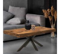 IDMarket – Table basse rectangulaire Alix 110 cm – Pied araignée, bois foncé effet vieilli, noir