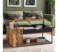 Table Basse Plateau Relevable Chicago Avec Coffre Design Industriel Multicolore