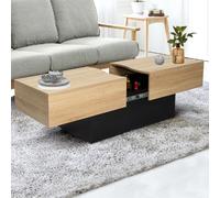 IDMarket Table basse coulissante rectangulaire Marta bois noir et imitation hêtre