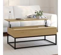 IDMarket – Table basse Detroit – Plateau relevable rectangulaire, design industriel