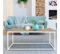 IDMarket - Table basse rectangulaire Detroit 113 cm - Design industriel bois et métal blanc